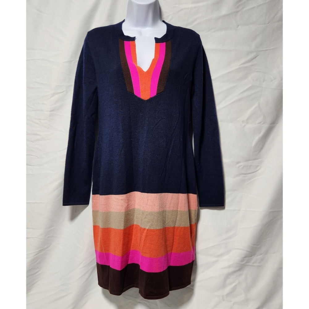 women's TRINA TURK Camp Striped Sheath Sweater Dress Merino Wool colorblock sz S